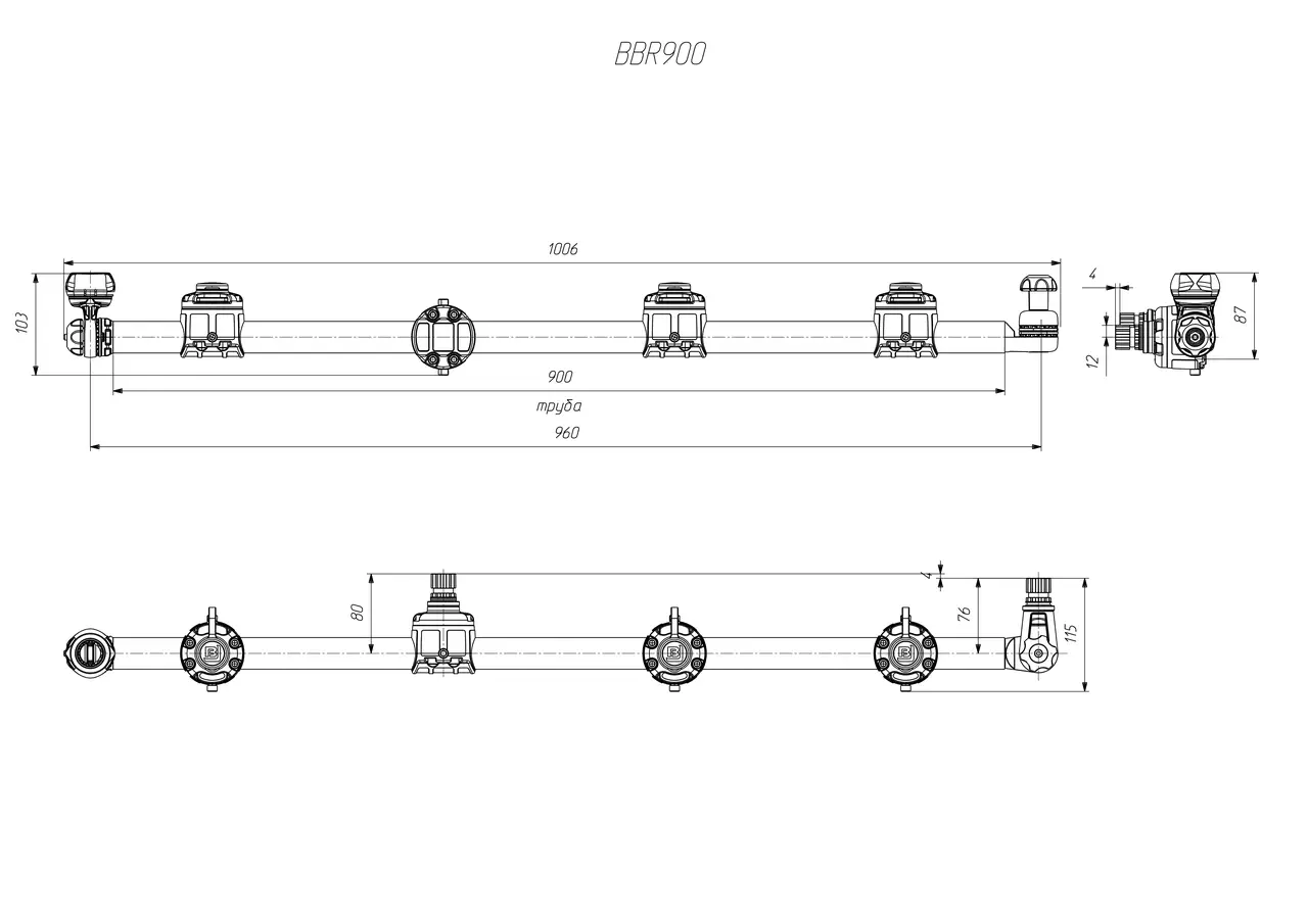 BORIKA FASTen BBr900 - Reling do łodzi typu Belly Boat czarny - obrazek 2