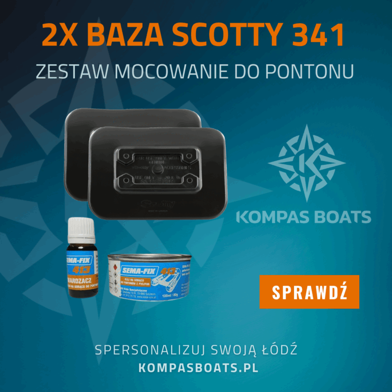 Zestaw 2x Mocowanie klejone do pontonu Scotty 341 + klej montażowy do PVC