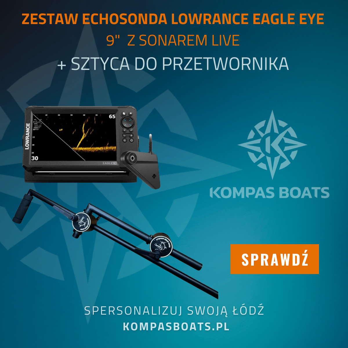 Zestawa lowrance eagle eye 9+ Sztyca do przetwornika