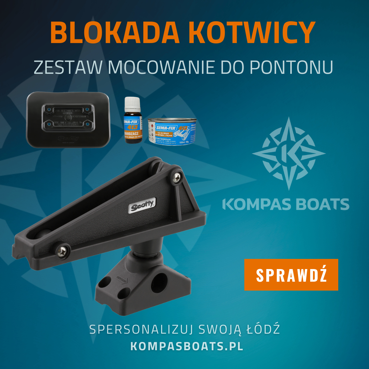 Rolka kotwiczna mocowanie do pontonu