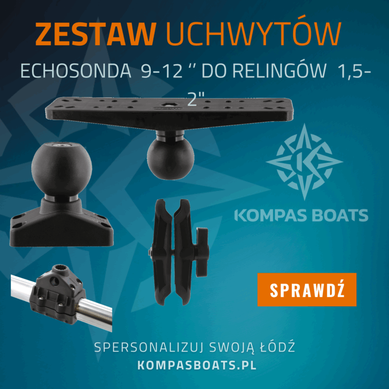 Zestaw Uchwytów Echosonda 9–12 cali – Mocowanie do Relingu 1,5-2" 