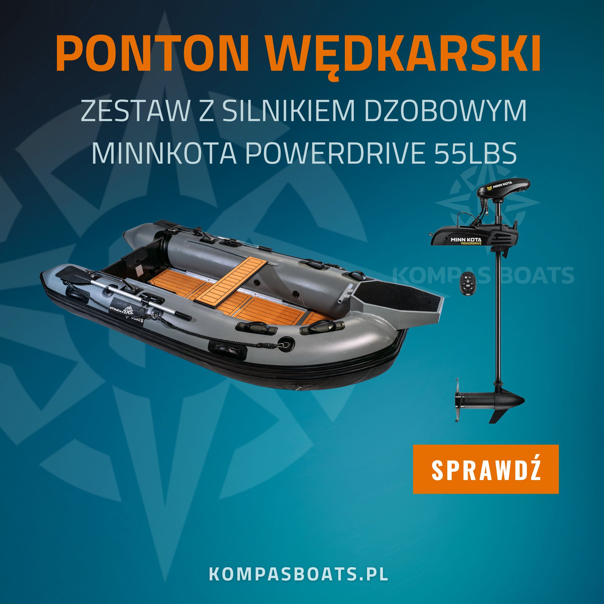 Ponton z platformą do mocowania silnika dziobowego