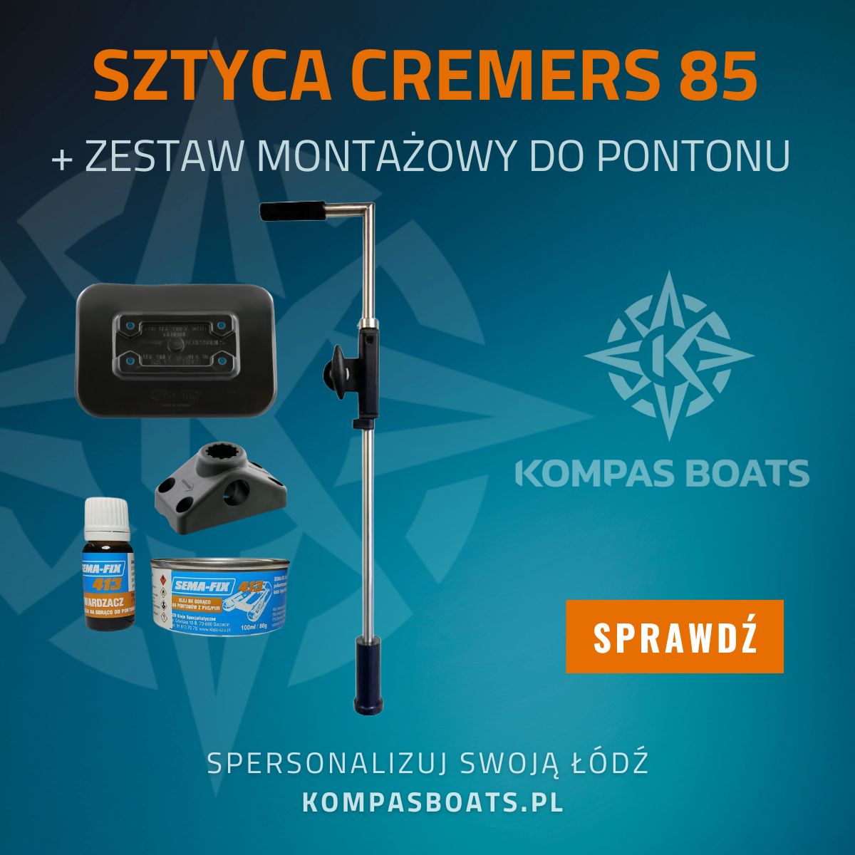 Sztyca echosndy Live Cremers mocowanie do Bally boats
