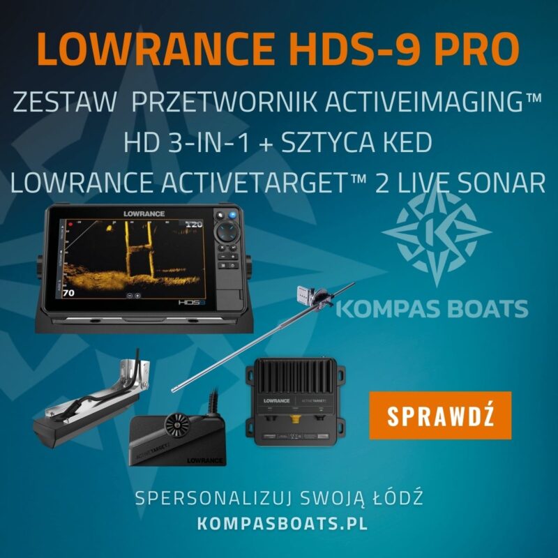 Kompletny zestaw Lowrance HDS-9 PRO ze sztycą KED Flex 2 i ActiveTarget 2