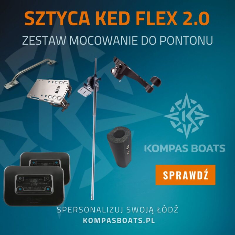 Sztyca KED Flex 2.0 uchwyt echosondy do pontonu na likszparę pod Garmin LiveScope stal nierdzewna