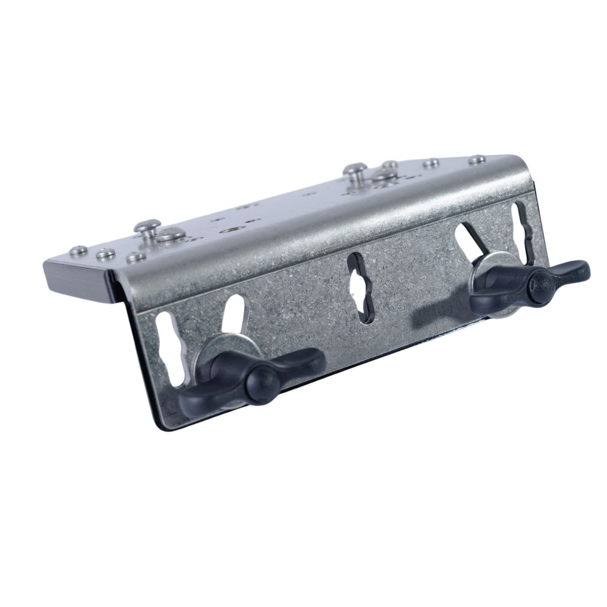 Stalowy adapter V4A umożliwiający montaż sztycy echosondy KedFlex i KedFlex 2.0 na szynie montażowej łodzi Alucrest.