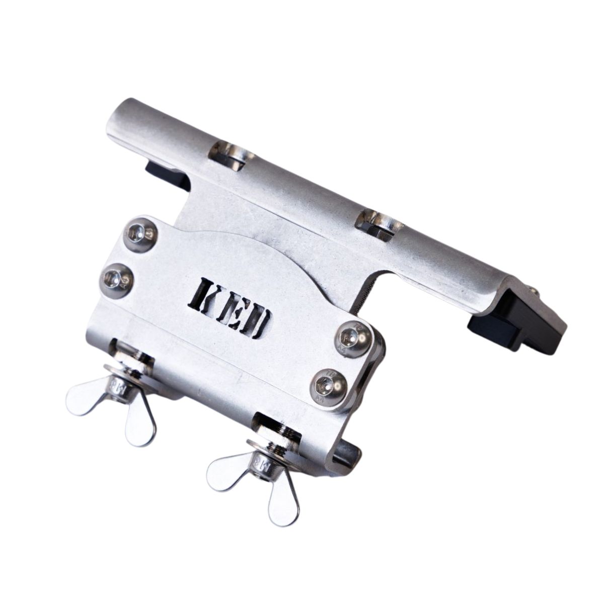 Adapter montażowy ze stali nierdzewnej do łodzi Alumacraft, umożliwiający montaż sztycy przetwornika KedFlex w systemie szynowym Alumatrac.