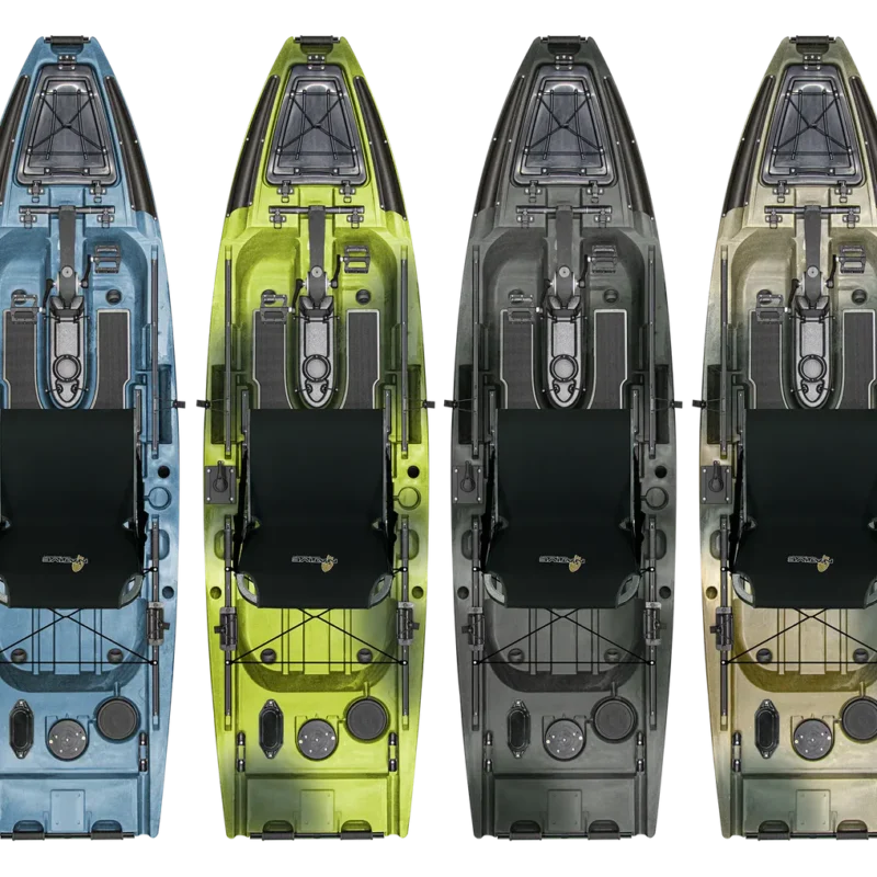 Kompaktowy kajak wędkarski Native Slayer Propel 10 MAX z napędem nożnym i biegiem wstecznym – widok produktu.