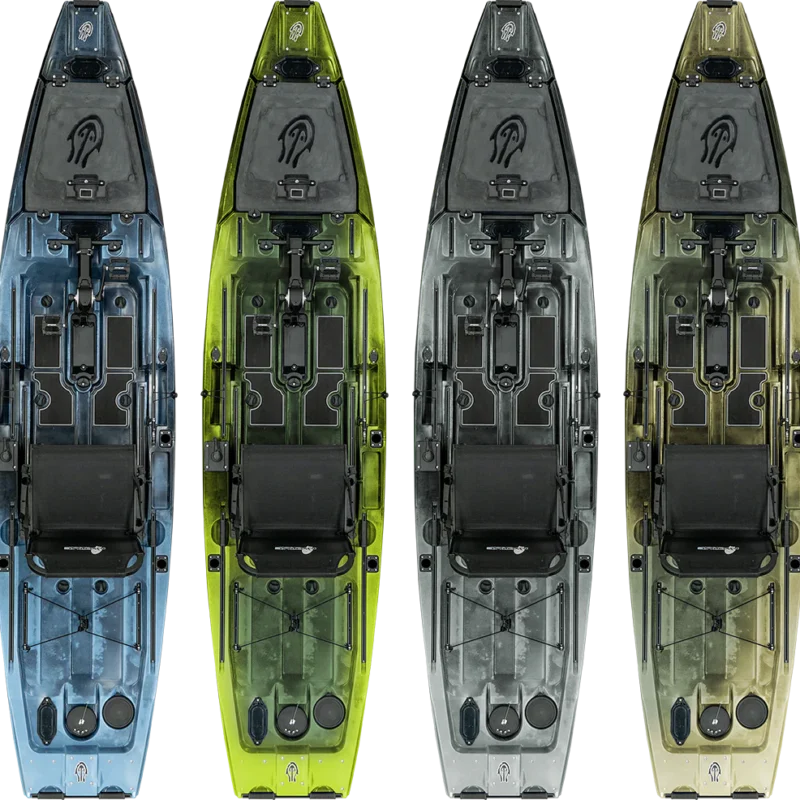 Kajak wędkarski Hammer 1210 z napędem nożnym (pedal drive) i wygodnym fotelem w ofercie KompasBoats.