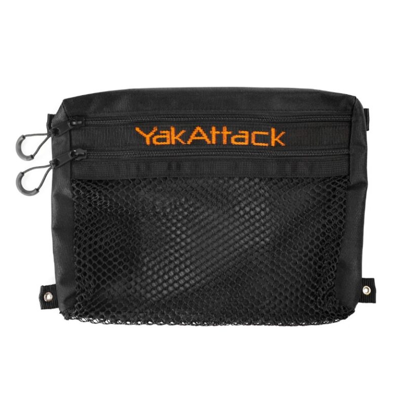 Szeroka 16-calowa siatka organizacyjna YakAttack Mesh Storage Bag z dwiema komorami do dużej skrzyni na kajak - oferta Kompas Boats.
