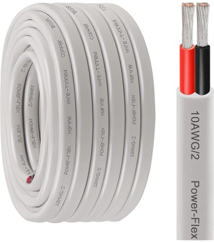 Dwużyłowy Przewód Marynistyczny 2x8 mm² (8/2 AWG) Płaski Biały – Do Silnika Dziobowego